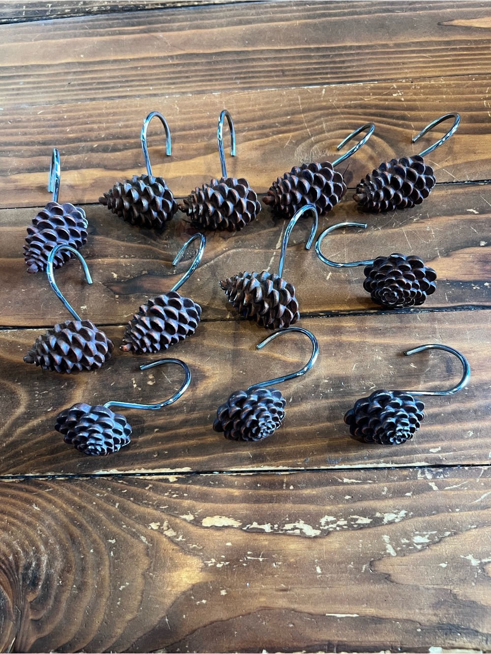 Rustic Pinecone Shower Curtain Hooks - Picture 2 of 4
